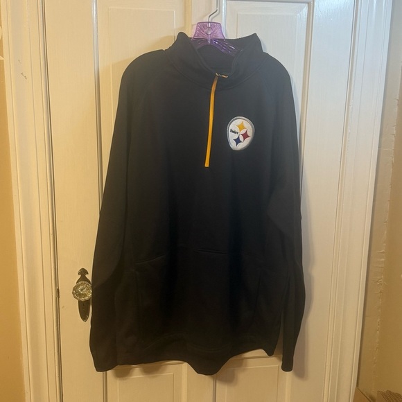PITTSBURGH STEELERS Black Pullover Mens 2XL NFL 1/4 Zip Polyester Embroidered - Picture 1 of 10